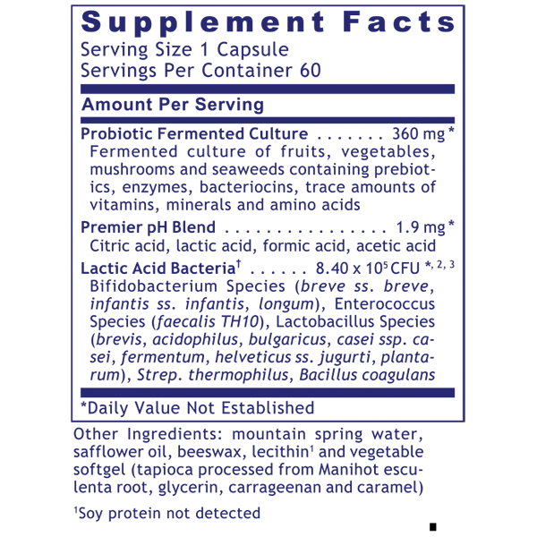 Premier Probiotic Caps - 60 Vcaps ingredients