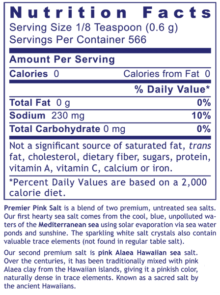 Premier Pink Salt Ingredients