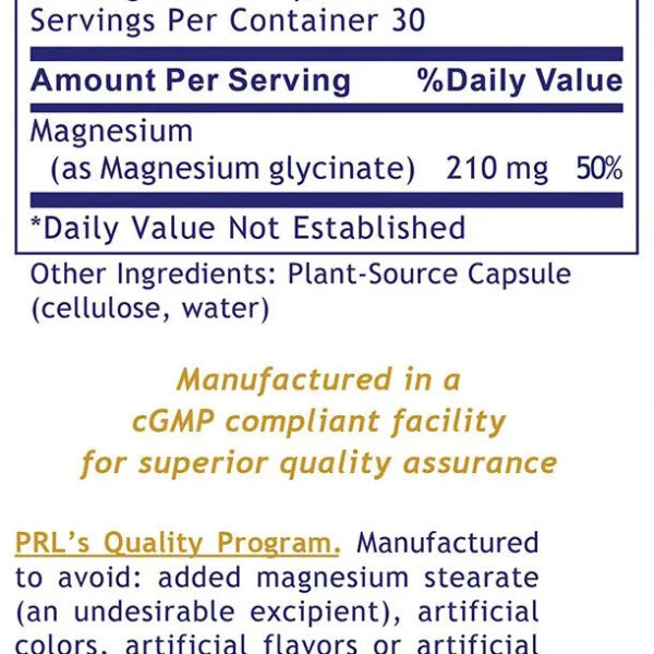 Premier Magnesium Glycinate supplement facts