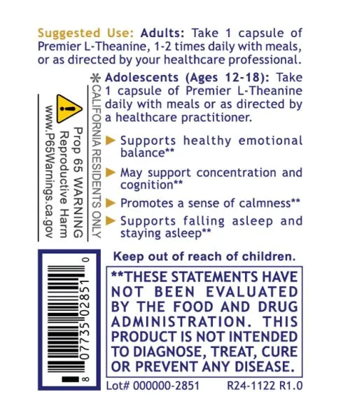Premier L-Theanine suggested use