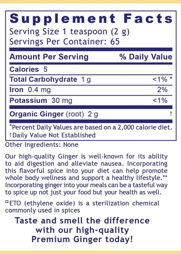 Ginger powder supplement facts