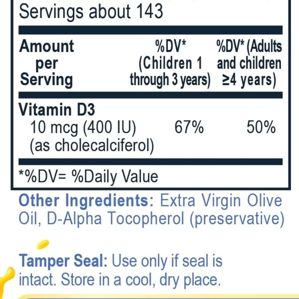 vitamin d3 for kids supplement facts