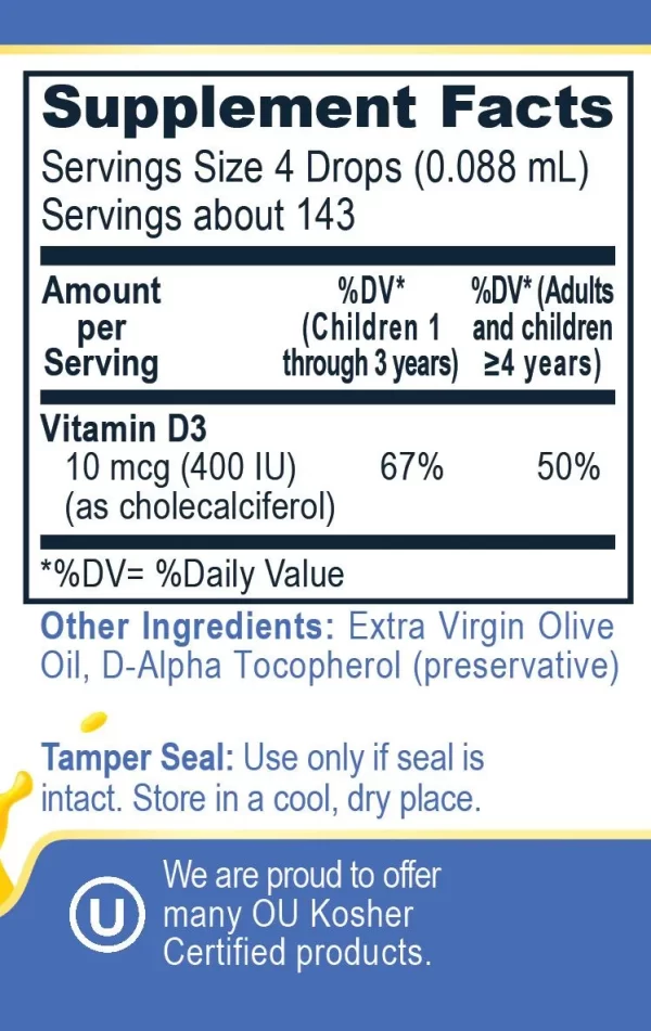 vitamin d3 for kids supplement facts