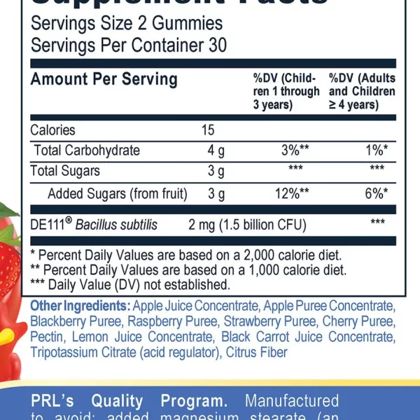 premier fruit buddies probiotic supplement facts