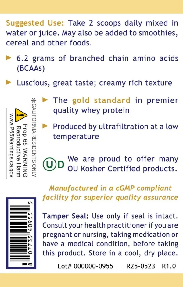 Premier Whey Protein - 16.8oz - Suggested Use