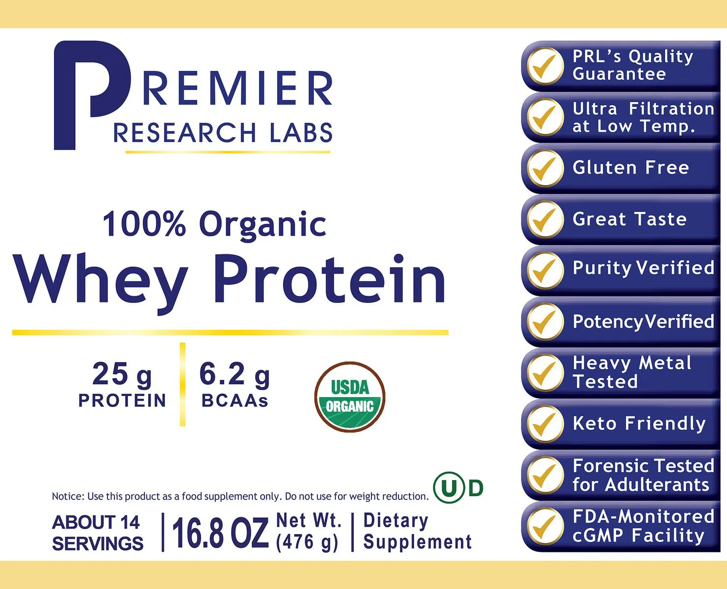 Premier Whey Protein - 16.8oz - Supplement Highlights