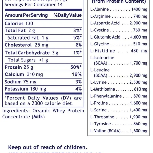 Premier Whey Protein - 16.8oz - Supplement Facts