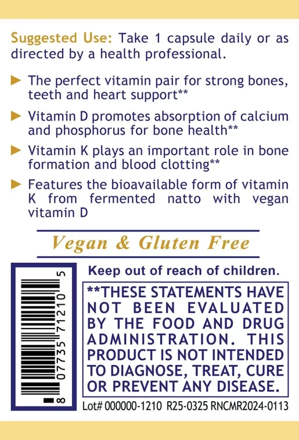 Premier Vegan D3+K2 - 180 mcg Bottle - Suggested Use