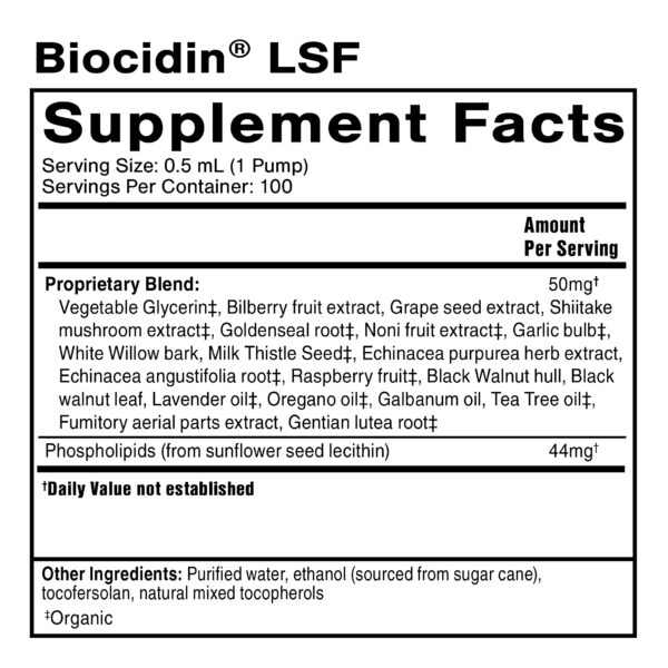 Biocidin LSF - Supplement Facts